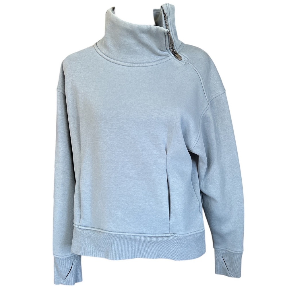 All In Motion Asymmetrical Zip Pullover Sweatshirt, Blue, Medium, Athleisure